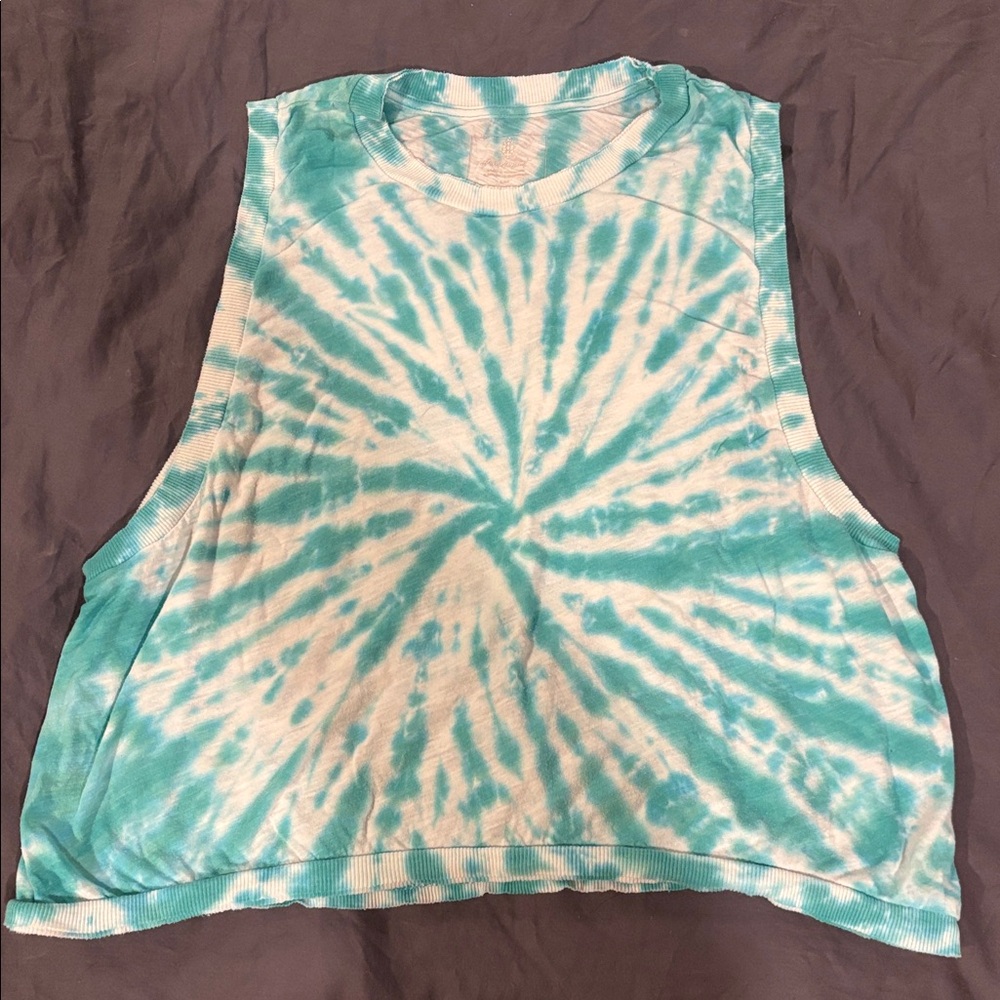 FREE PEOPLE FP Movement Love Muscle Tank Tie Dye turquoise LARGE